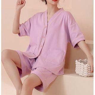 Loungewear Set : Plain Short-sleeve Top + Shorts