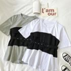 Mock-two Color-block Short-sleeve Top