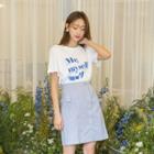 Wrap-front Flap Stripe Skirt