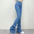 High Waist Ruched Bootcut Jeans