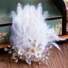 Rhinestone Flower Feather Hair Clip