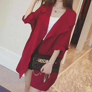 3/4-sleeve Open Front Jacket