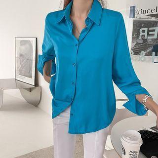 Curve-hem Silky Shirt