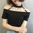 Cut Out Detail Shoulder Short Sleeve T-shirt