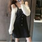 Cold Shoulder Mock Two Piece A-line Dress