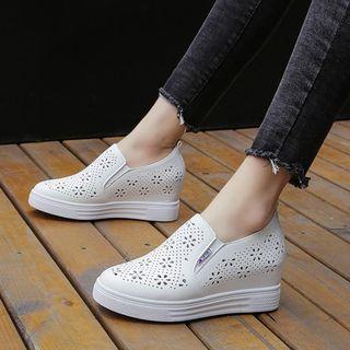 Perforated Hidden Wedge Loafers