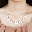 Fashion Simple Geometric Round Necklace Silver - One Size