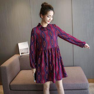3/4-sleeve Pattern Nursery Chiffon Dress