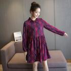 3/4-sleeve Pattern Nursery Chiffon Dress