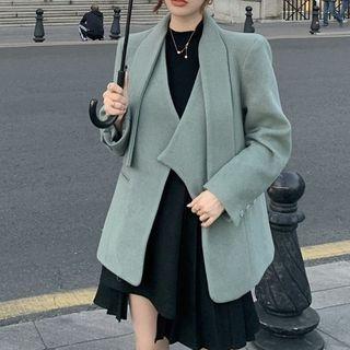 Plain Jacket / High-waist Pleated Mini A-line Skirt