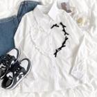 Ruffle Bow Accent Shirt White - One Size