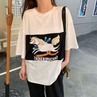 Elbow-sleeve Unicorn T-shirt