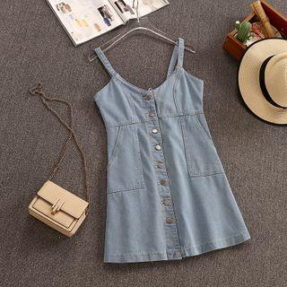 Denim Spaghetti Strap Mini A-line Dress