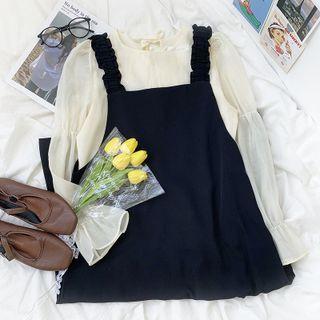 Long-sleeve Plain Top / Plain Stappy Dress