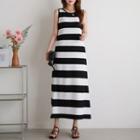 Sleeveless Stripe Maxi A-line Dress