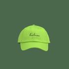 Letter-embroidery Baseball Cap Neon Green - Adjustable
