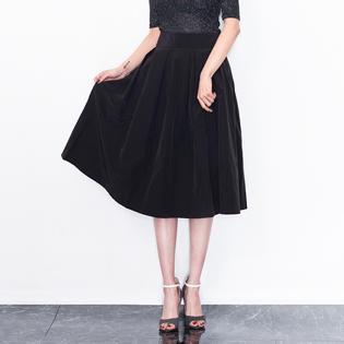 Zip-side A-line Midi Skirt