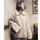 Buttoned Pocket Coat Gray Beige - One Size