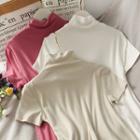 Short-sleeve Mock-neck T-shirt In 7 Colors
