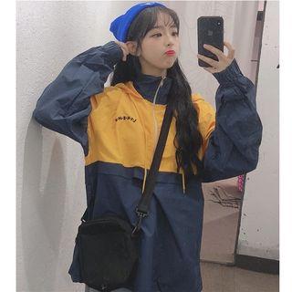 Stand Collar Color Block Half-zip Hoodie
