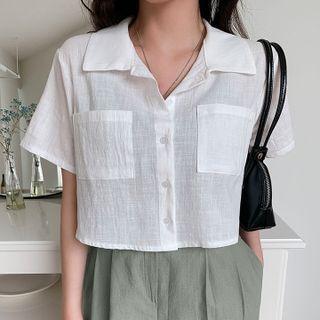 Dual-pocket Cropped Shirt