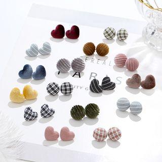 Fabric Heart / Circle Stud Earring (various Designs)