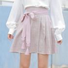 Tie-waist Plaid High-waist A-line Skirt