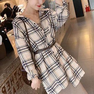 Set: Midi Tank Dress + Plaid Shirt