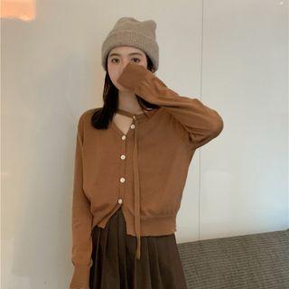 Asymmetrical Strappy Cardigan / Pleated A-line Skirt