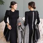 Long-sleeve Midi Sheath Knit Dress Black - One Size