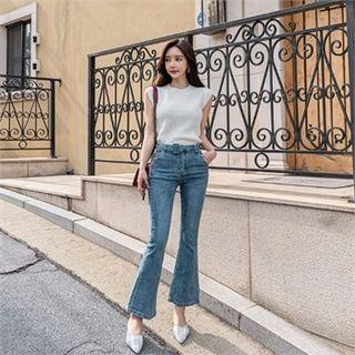 Buckled-waist Boot-cut Jeans