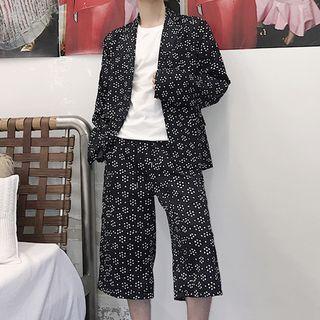 Pattern Blazer / Cropped Dress Pants / Set