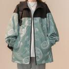 Paisley Print Two-tone Zip Jacket