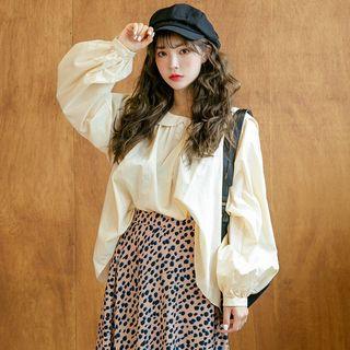 Plus Size Sailor-collar Balloon-sleeve Blouse