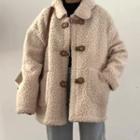 Fleece Button Jacket Almond Beige - One Size
