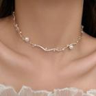 Faux Pearl Rhinestone Alloy Choker Gold - One Size