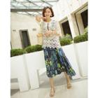 Elbow-sleeve Lace-up Crochet-knit Top