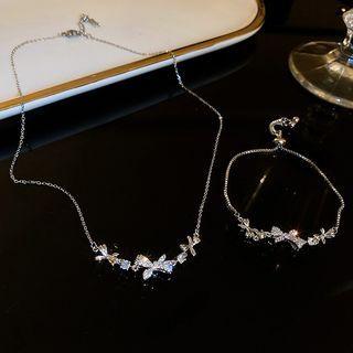 Bow Rhinestone Pendant Necklace / Bracelet