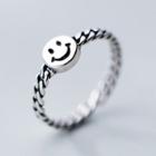 925 Sterling Silver Smiley Open Ring Silver - One Size