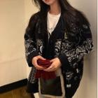 Paisley Print Cardigan Black - One Size