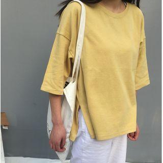 Side-slit 3/4 Sleeve T-shirt