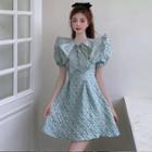 Puff-sleeve Bow Pattern Dress
