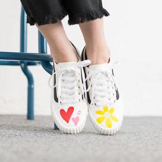 Lace-up Contrast-trim Sneakers