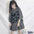 Set: 3/4-sleeve T-shirt Dress + Strappy Top