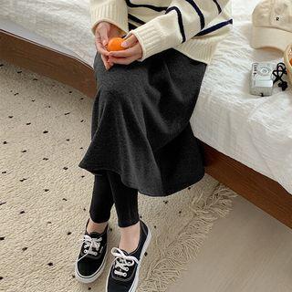 Plus Size Inset Napped Skirt Leggings