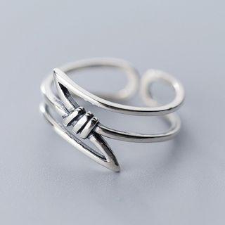 925 Sterling Silver Knot Layered Open Ring Ring - One Size