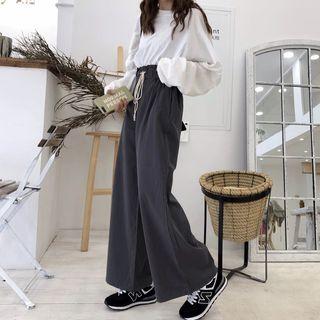 Oversize Long-sleeve T-shirt / Drawstring Wide-leg Pants