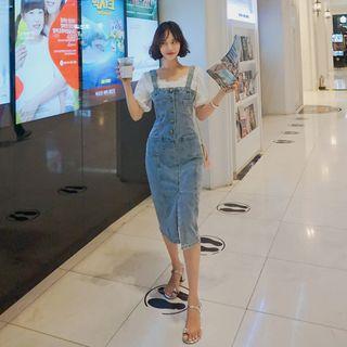 Multi-pocket Washed Denim Jumper Dress