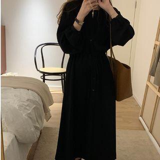 Long-sleeve Midi A-line Dress / Plain Camisole Top