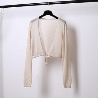 Tie-hem Cropped Knit Cardigan